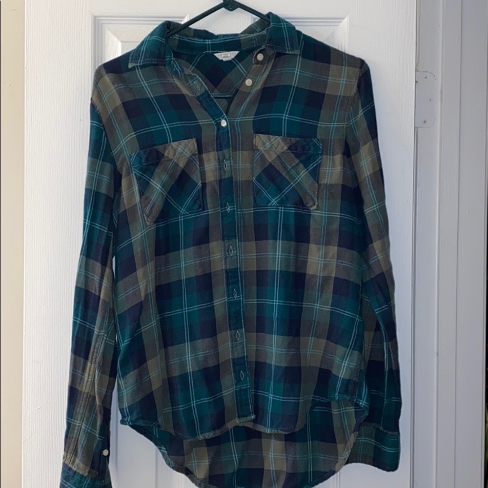 Green flannel button up